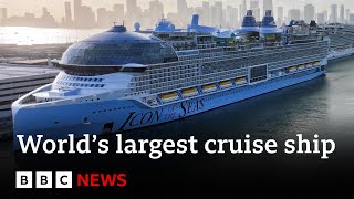 Icon of the Seas Worlds largest cruise ship sets sail from Miami  BBC News [upl. by Emia]