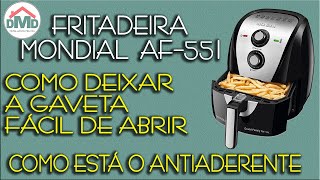 Dica Para Abrir a Gaveta Mais Fácil e Como Está o Antiaderente Hoje da Fritadeira Mondial AF55i [upl. by Nauqahs472]