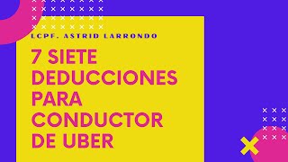 5 Deducciones autorizadas para Chofer UBER DIDI o Repartidor Uber Plataformas Agosto 2020 [upl. by Calise487]