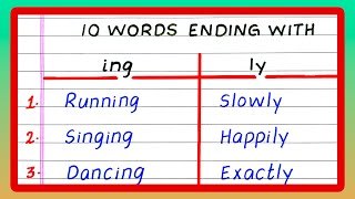 WORDS ENDING WITH ING  WORDS ENDING WITH LY  10 WORDS ENDING WITH ING AND LY [upl. by Direj91]