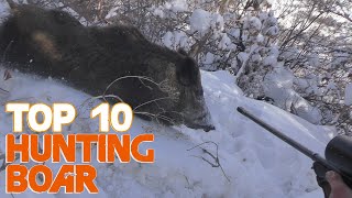 Wild Boar Hunting Top 10 Amazing kill shots and chargesattacks 2019 Chasse Compil Sanglier Attila [upl. by Acim]