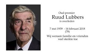 Oudpremier Ruud Lubbers 78 overleden [upl. by Ramhaj907]