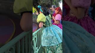 Lady Tremaine Anastasia amp Drizella encourage guests to spin fasterMad Tea PartyDisneyland 92224 [upl. by Acirred297]