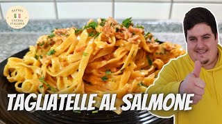 Tagliatelle al Salmone  Lachsnudeln mit Sahnesoße 🍣 [upl. by Jankell693]