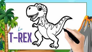 Comment dessiner un TRex facilement  Dessin tyrannosaure facile amp coloriage par étapes [upl. by Cirillo112]