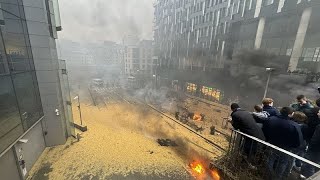 Des agriculteurs manifestent à Bruxelles [upl. by Leeda]