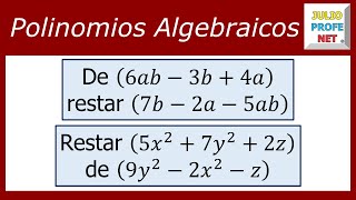 Resta de polinomios  Ej 1 y 2 [upl. by Eilram]