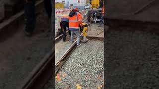 Fixing Tram Tracks in Frankfurt It’s just near my home 🚋✨ urbanlife [upl. by Raycher]