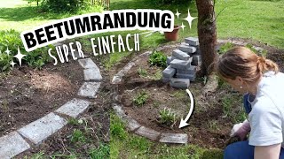 Beeteinfassung mit Stein ohne Beton  super easy amp günstig 🪴  Mähkante  Garten Ideen [upl. by Angeli]