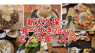 新大久保 新大久保 食べ歩き2days ビンス食べ比べ トシオブ カイサルカフェ わら火 カフェビンゴ [upl. by Adlitam317]