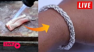 Heres how to make a beautiful silver bracelet🔥🔨 silver viral silver video jewelry [upl. by Eelyahs524]