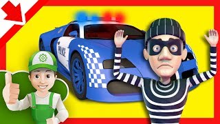 La policía atrapó a un ladrón Coches policia niños Dibujos de policias para niños [upl. by Aljan]