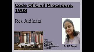 Res JudicataCPC By CA Anjali judiciaryclatllbcpc [upl. by Hansiain]