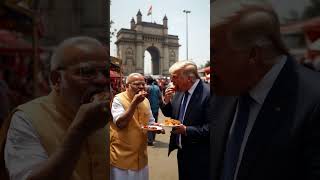 Modi amp Trump Enjoying Bajjis at Gateway Of India modi trump friendship mirchibajji funnyvideo [upl. by Jegar]