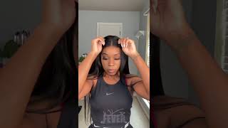 How to melt a 13x4 lace wear go wig without glue🤔💦 wigreview wigfever gluelesswig shorts [upl. by Sirromad]