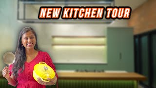 New kitchen tourEmpty kitchen tourModular kitchen ideasInnaiku enna samayal new kitchen [upl. by Eidarb27]