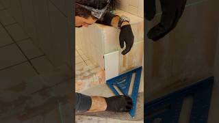 How to Miter Shower Bench Tile  shorts homerepairtutor [upl. by Drusy624]