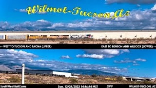 WilmotTucson AZ  UPRR Lordsburg Sub MP 995  SouthWest RailCams LIVE [upl. by Kimbra]