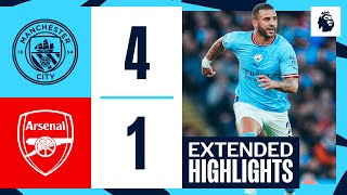 EXTENDED HIGHLIGHTS  Man City 41 Arsenal  De Bruyne Stones amp Haaland Goals [upl. by Nagaer]