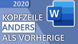 Word Kopfzeile amp Fußzeile anders als vorherige Seite  in 2 MINUTEN HD 2020 [upl. by Klarrisa]