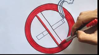 How to draw No Smoking Symbol sign  No tobacco day poster  Drawing of World No Tobacco Day [upl. by Eintruok]