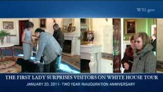 Raw Video The First Lady and Bo Surprise White House Visitors [upl. by Annice]