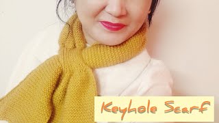 KnittingTie Scarf  Keyhole scarf  Easy Neck Warmer [upl. by Rosen825]