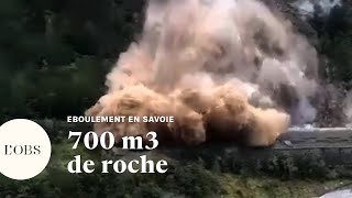 Savoie  un gigantesque éboulement coupe la circulation en Maurienne [upl. by Aneram]