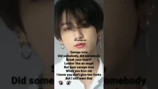 jungkook savage love lyrics  song  jungkook  savage love kpoplyrics [upl. by Ithaman498]