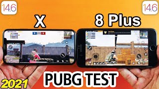 iPhone X vs iPhone 8 Plus PUBG MOBILE TEST in 2021  IOS 146 PUBG TEST😲 [upl. by Lotson780]