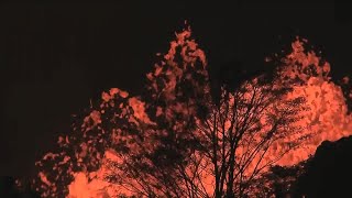 Lava fountain from active fissure [upl. by Maryjane]