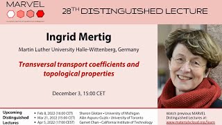 28 MDL  Ingrid Mertig Transversal transport coefficients and topological properties [upl. by Htieh607]