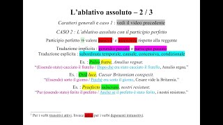 Lablativo assoluto  2  3  Uso col participio perfetto  Pillole di Latino [upl. by An219]