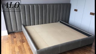 DIY  HOW TO UPHOLSTER A CHANNEL TUFTED HEADBOARD DIY  ALO Upholstery [upl. by Wilhelmine501]