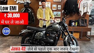 2024 JAWA 42 NEW MODEL HONEST DETAILED REVIEW 🔥 DOWN PAYMENT  FEATURES  EMI  ONROAD PRICE [upl. by Aissatsan759]