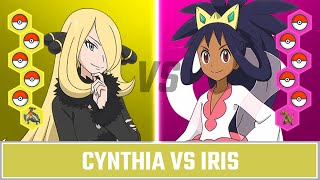 Champion Pokemon Battle Cynthia vs Iris [upl. by Nydnarb324]