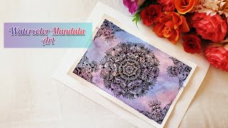 Watercolor Mandala art for Beginners  Easy mandala drawing How to paint Watercolor background art [upl. by Dell]