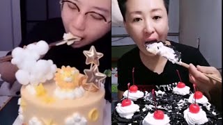 ASMR Eating cake with chopsticks 2 mukbang eating sounds Creamy cakes compilation [upl. by Imaj]