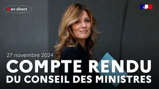 Compte rendu du Conseil des ministres du 27 novembre 2024 [upl. by Ellinad]