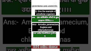 example of unicellular organisms एक कोशिकीय जीवों के उदाहरण biologyimportantquestion [upl. by Haym]