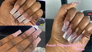 French Tip Acrylic Nails with Silver Designs French Nail Tip Tutorials Taes Fashion [upl. by Netsrijk858]