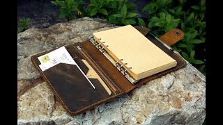 Vintage A5 leather travel journal binder  leather agenda binderleatherjournal leathernotebook [upl. by Denice340]