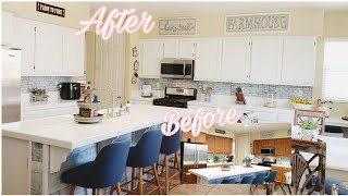 How we painted our Kitchen Cabinets White  Valspar Cabinet and Furniture Paint [upl. by Rider]