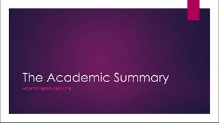 Academic Summaries How to Write [upl. by Zebapda]