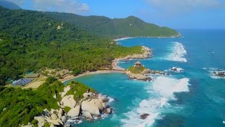 Tayrona National Park Colombia Beautiful Drone [upl. by Nosemyaj439]