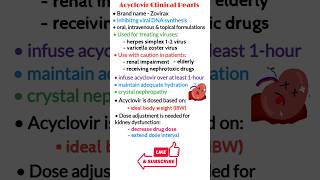 Antiviral drugs pharmacology acyclovir clinical pearls pharmacology made easy shorts [upl. by Atsyrc838]