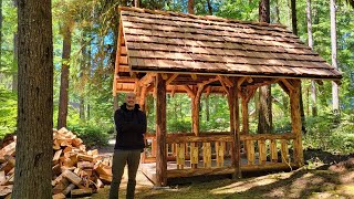 Building this Custom Log Woodshed in 8 Weeks Start to Finish [upl. by Anilave854]