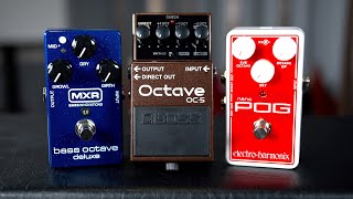 BASS OCTAVE SHOOTOUT  Boss OC5 vs MXR Bass Octave Deluxe vs EHX Nano POG [upl. by Anastatius]