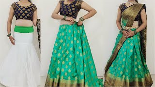 How to drape your silk saree in perfect lehenga style step by step for weddings  saree draping [upl. by Eerrahs]