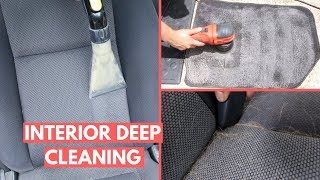 FILTHY Interior Cleaning Cloth Seats Floor Mats amp PET Hair Removal on 15 Year Old Car [upl. by Adnyl]